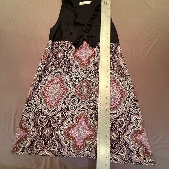 Alice & Trixie Black/Purple Paisley 100% Silk Sleeveless Mini Dress Size XS $198 - Picture 6 of 8